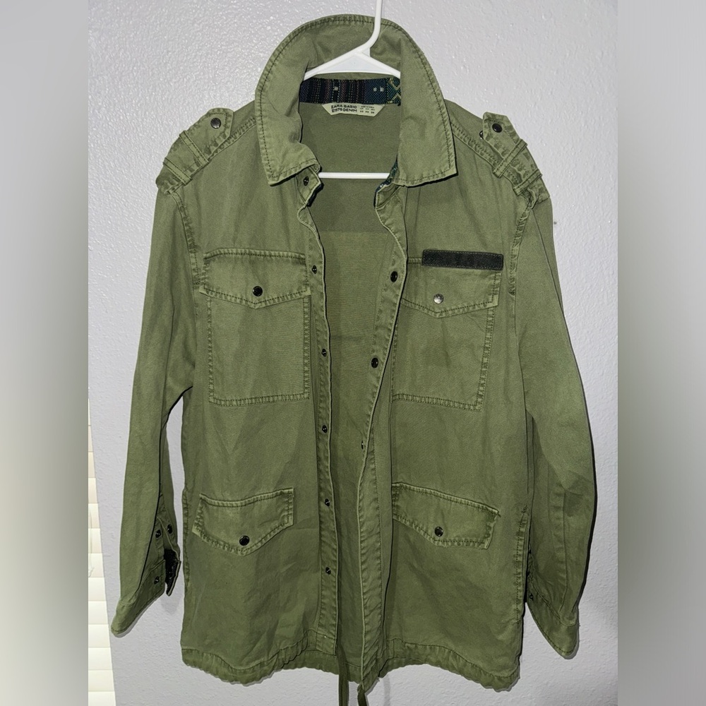 ZARA Basic Z1975 Denim Green Jacket